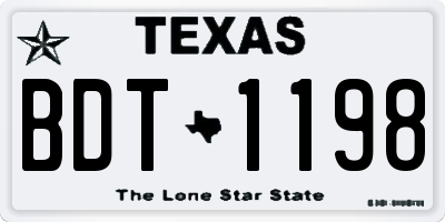 TX license plate BDT1198
