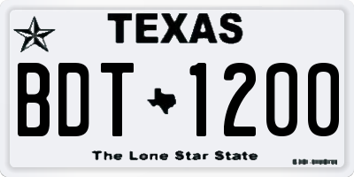 TX license plate BDT1200