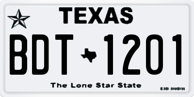 TX license plate BDT1201