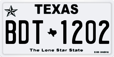 TX license plate BDT1202