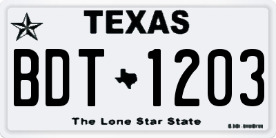 TX license plate BDT1203