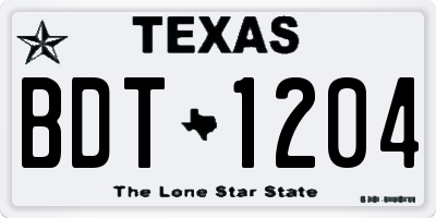 TX license plate BDT1204