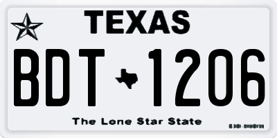 TX license plate BDT1206