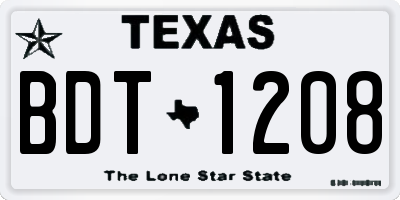 TX license plate BDT1208