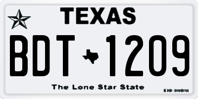 TX license plate BDT1209