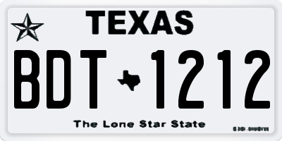 TX license plate BDT1212