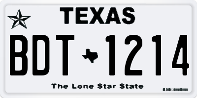 TX license plate BDT1214