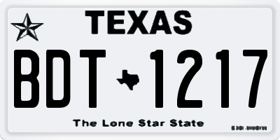 TX license plate BDT1217