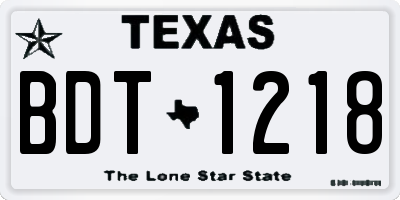 TX license plate BDT1218