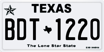 TX license plate BDT1220