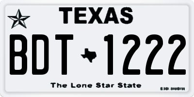 TX license plate BDT1222