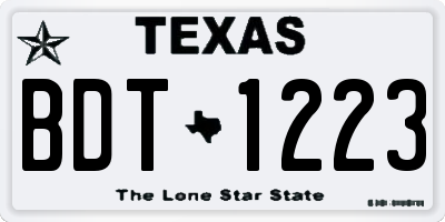 TX license plate BDT1223