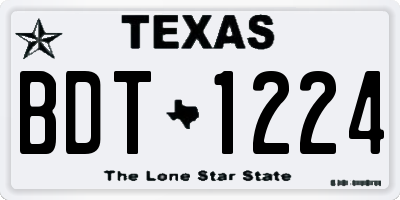 TX license plate BDT1224