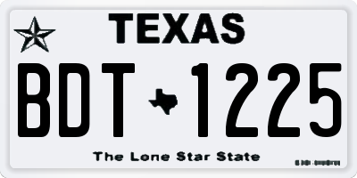TX license plate BDT1225