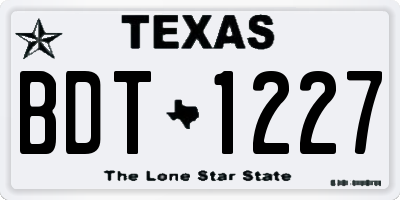 TX license plate BDT1227