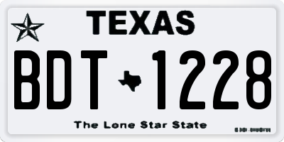 TX license plate BDT1228