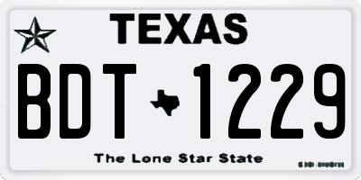 TX license plate BDT1229