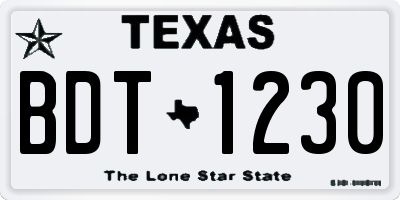 TX license plate BDT1230