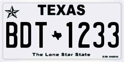 TX license plate BDT1233