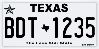 TX license plate BDT1235