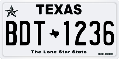 TX license plate BDT1236