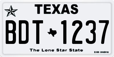 TX license plate BDT1237