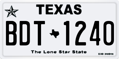 TX license plate BDT1240