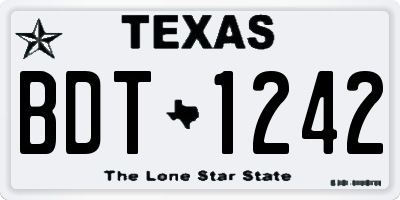 TX license plate BDT1242