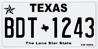 TX license plate BDT1243