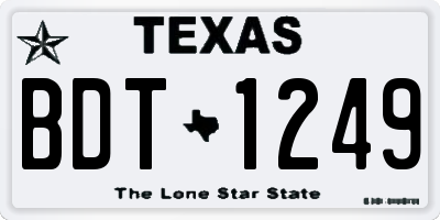 TX license plate BDT1249