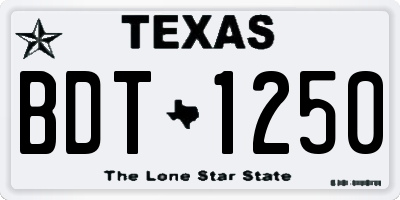 TX license plate BDT1250