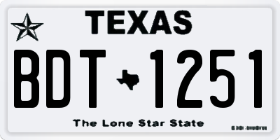 TX license plate BDT1251