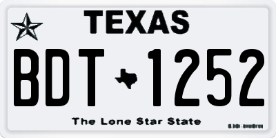 TX license plate BDT1252