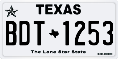 TX license plate BDT1253