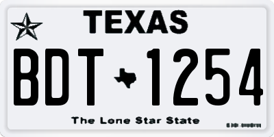 TX license plate BDT1254