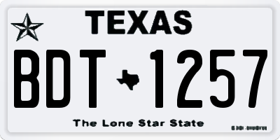 TX license plate BDT1257