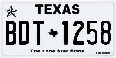 TX license plate BDT1258