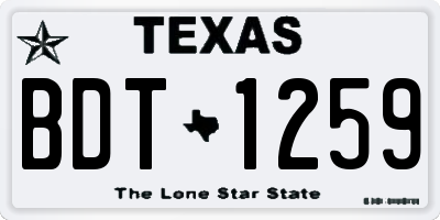 TX license plate BDT1259