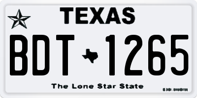TX license plate BDT1265