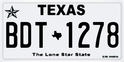 TX license plate BDT1278