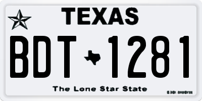 TX license plate BDT1281