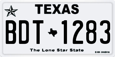 TX license plate BDT1283