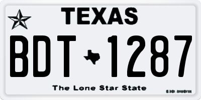 TX license plate BDT1287