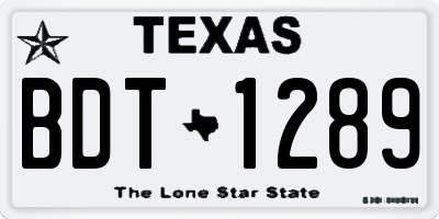 TX license plate BDT1289