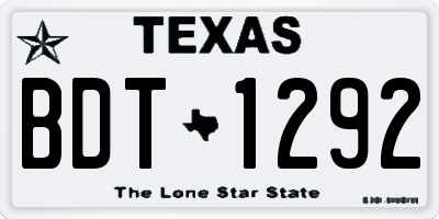 TX license plate BDT1292