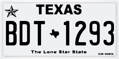 TX license plate BDT1293