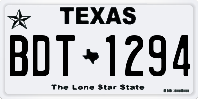 TX license plate BDT1294