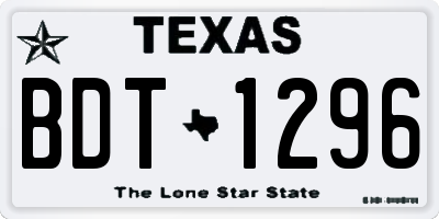 TX license plate BDT1296