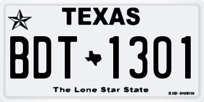 TX license plate BDT1301