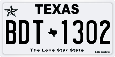 TX license plate BDT1302